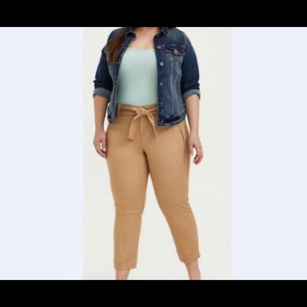 NWT. Never out of plastic. Brown twill utility tie front pants